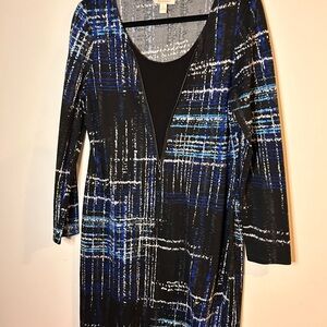 Elegant Blue and Black Women's Dress